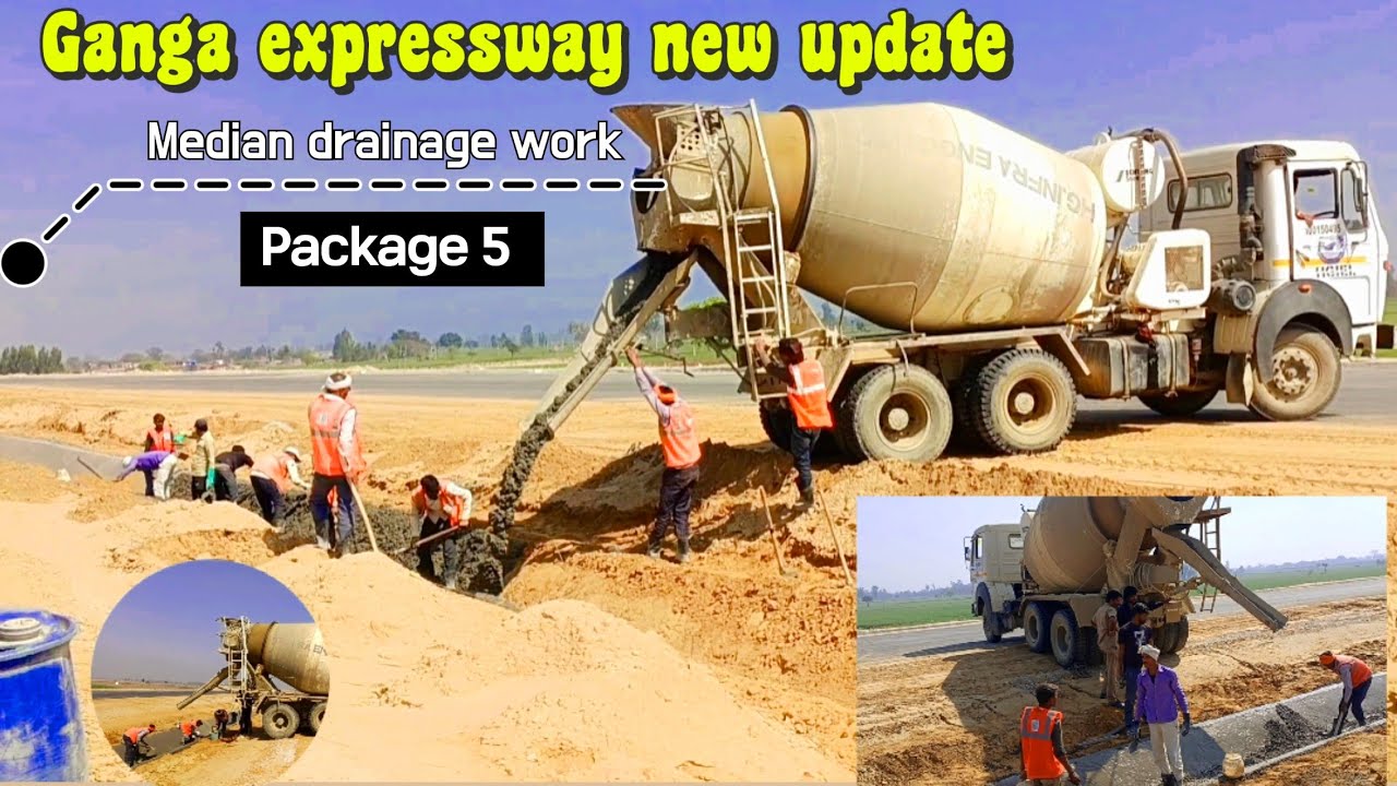 Ganga expressway new update package 5 | median drainage work - YouTube