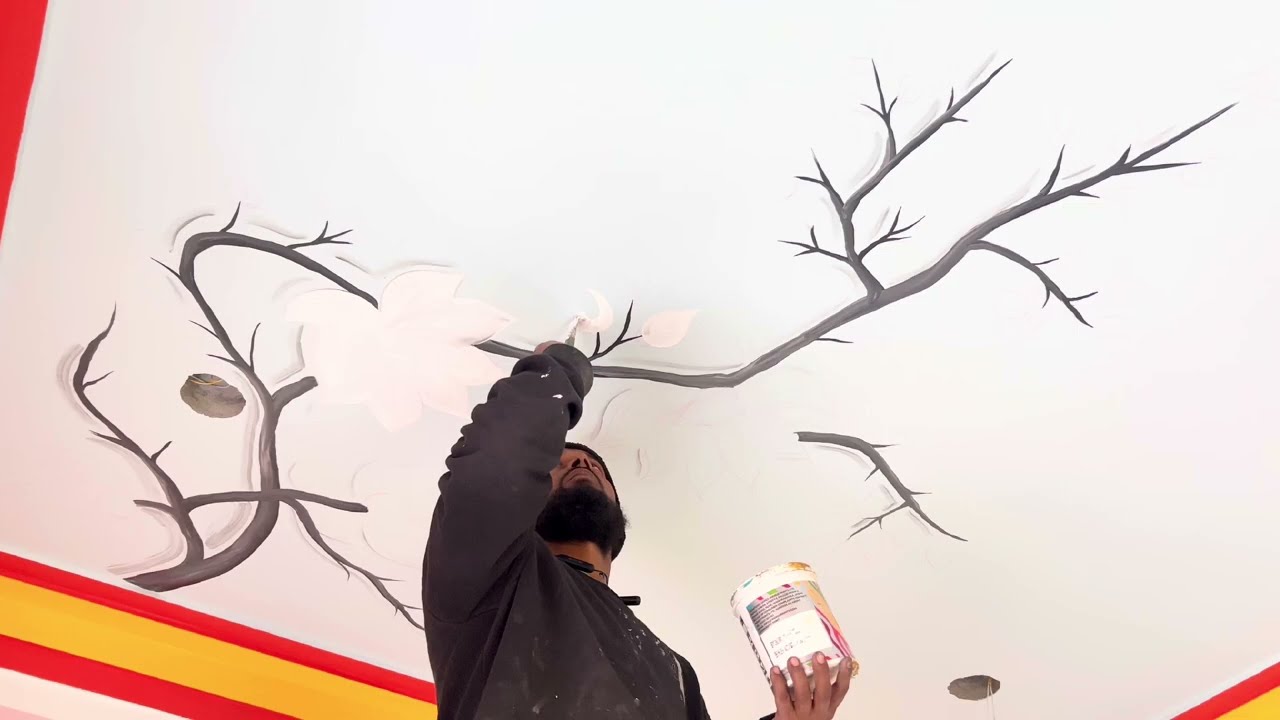 how to wall ceiling art painting design❤️🌹🍀 