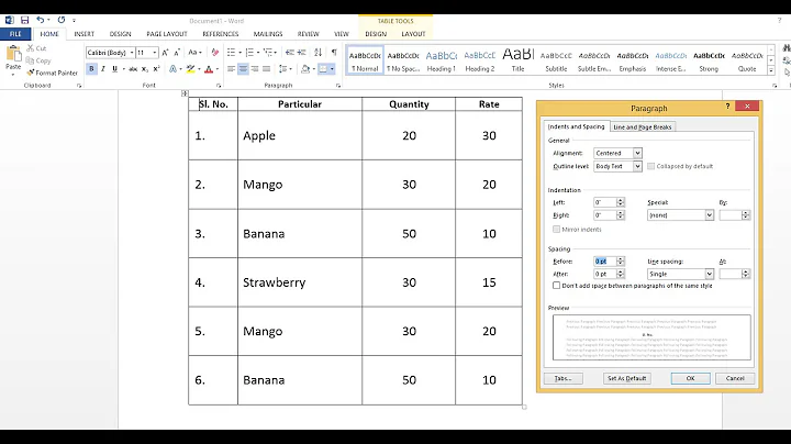 How to Adjust Table Paragraph Line Spacing in Microsoft Word
