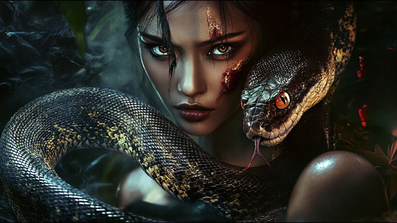 Bloody action thriller: dark forest ambush,snake woman hunts, swallows, skins the team alive!
