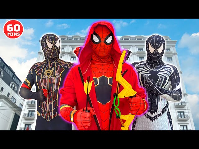 TEAM SPIDER-MAN Nerf War vs BAD GUY TEAM || LIVE ACTION STORY 2 - Fun Heroes class=
