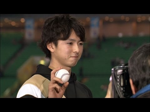 プロ初登板初勝利の上沢のヒーローインタビュー 2014.04.02 H-F