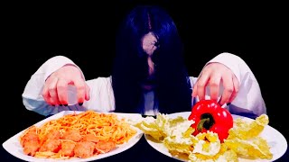 ASMR KUNTILANAK MAKAN SPAGHETTI (STICKY SQUISHY EATING SOUND) NO TALKING | Hantu HobiMakan screenshot 1