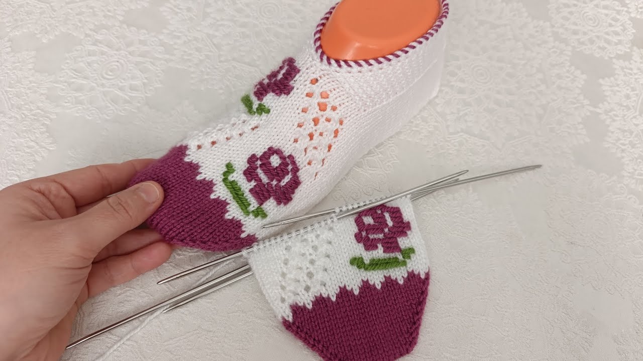 🌺Ajurlu beşşiş patik yapılışı ✅#knitting #örgü #crochet #keşfet #handmade #diy 