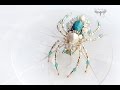 Spider brooch, Bead embroidered jewelry