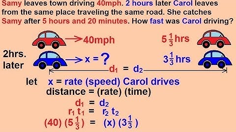 Algebra - Word Problems - Rate and Distance Part 1/3