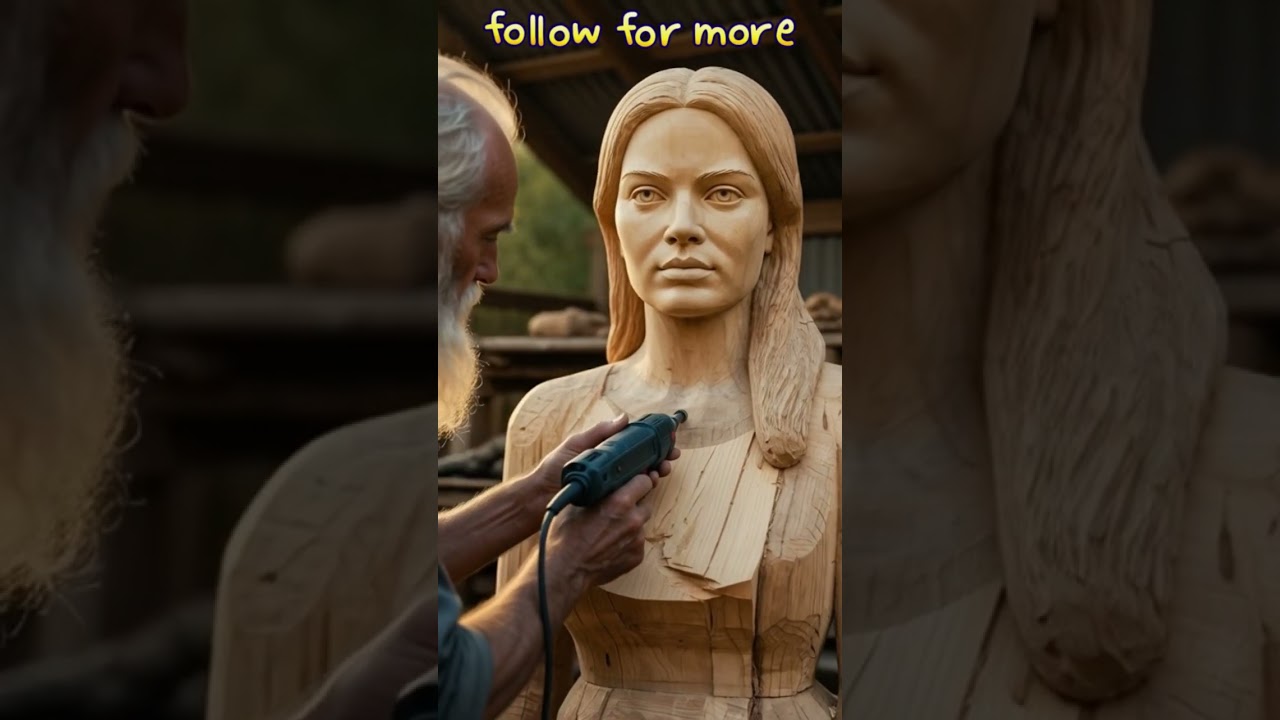 Margot Robbie Wooden Statue | Hyper-Realistic Hand-Carved Hollywood Transformation