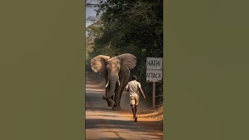 Elephant attack man in road | hathi attack video #shorts #elephant #attack #animals #wildlife #hathi