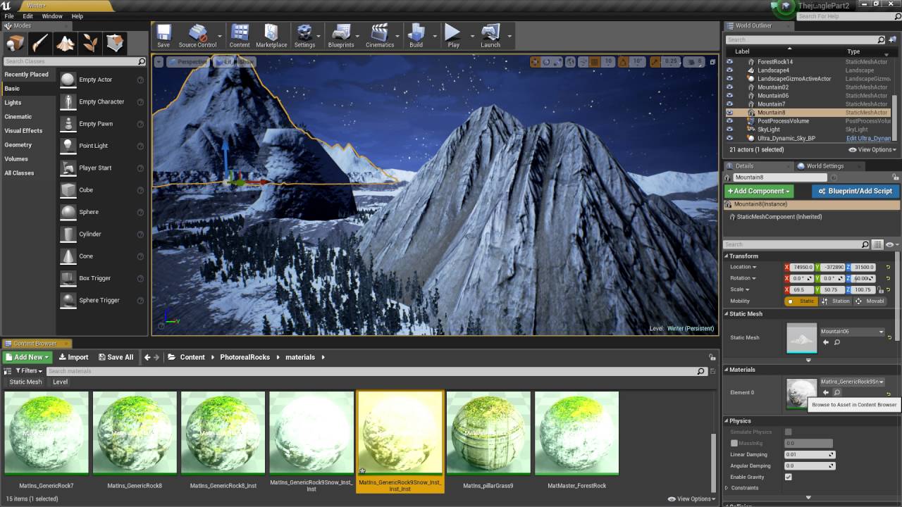 Winter a Project in Unreal Engine 4 part 3 mountains - YouTube