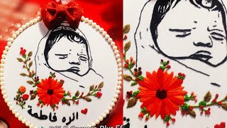Customized embroidery hoop of baby portrait /baby portrait hoop/custom made handmade gift idea