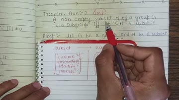 A non empty subset H of a group G is a subgroup of g iff ab^-1 belongs to H.