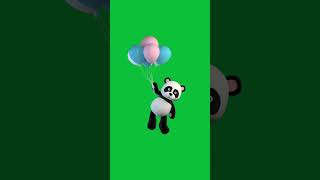 Panda bear flies on ballons green screen #shorts #green #greenscreen #chromakey