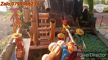 Tiểu cảnh ống nhựa, giã gạo xay bột xe đạp câu cá cưa cũi, sự kết hợp ,tiểu cảnh ống nhựa bamboo