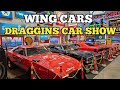 Wing cars on display at the draggins car show