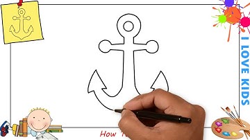 How to draw an anchor EASY step by step for kids, beginners, children 1