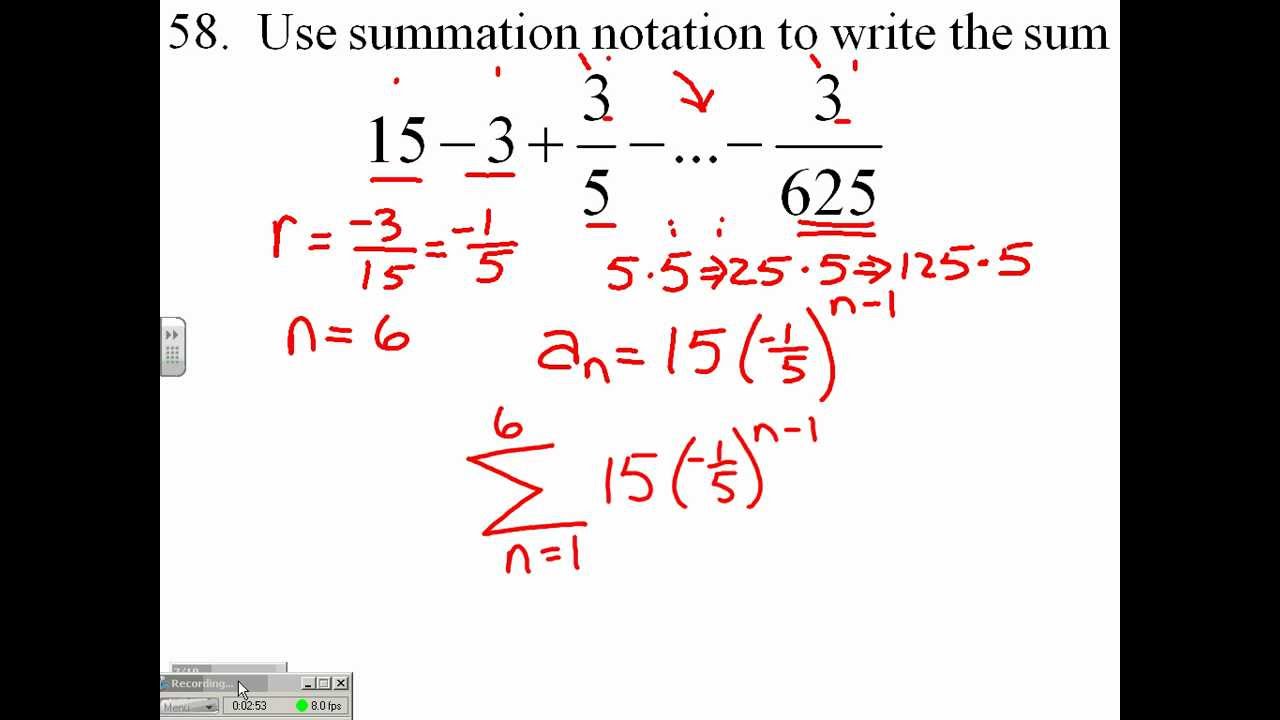 How To Find The Sum Of A Geometric Series In Summation Notation