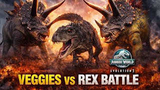Jurassic World Evolution 3 - SCORPIUS REX Challenged by VEGGI DINOSAURS 😱