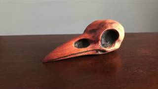 Wood Crow Skull Carving