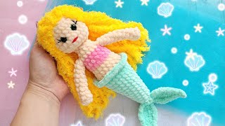 🧜‍♀️Красивая Русалочка Из Плюшевой Пряжи Вязаная Крючком🌊Crochet Mermaid💙Gehäkelte Meerjungfrau