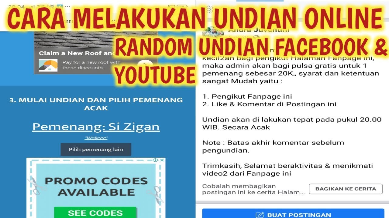 Cara Pengundian Online di Halaman Fanpage dan Youtube || Give Away
