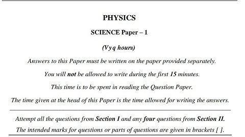 ICSE SPECIMEN PAPER OF PHYSICS 2018