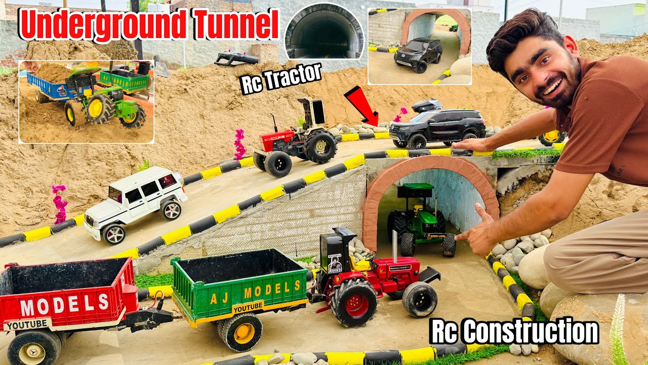 I Build a Tunnel using Rc Tractor in mini city ll Rc Tractor and Cars ll @Aakash946