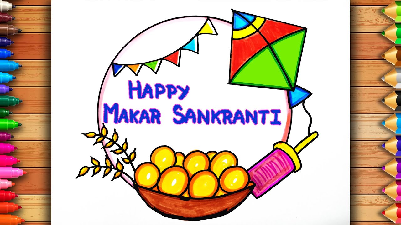 Easy Makar Sakranti Drawing | Makar Sankranti Festival Drawing Easy Steps | Makar  Sankranti Drawing - YouTube