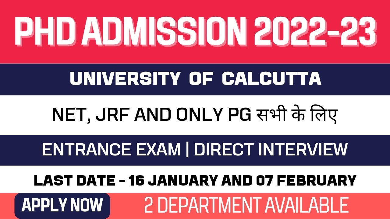 New PhD Admission Application 2022-2023 | University of Calcutta ...