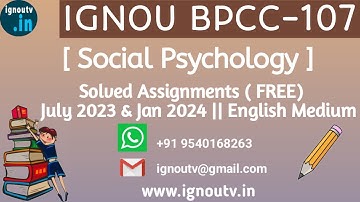 IGNOU BPCC-107 Solved Assignment July 2023 & Jan 2024 [FREE] || IGNOU BAPCH || IGNOU TV || IGNOU ||