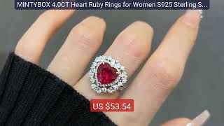Famous MINTYBOX 4.0CT Heart Ruby Rings for Women S925 Sterling Sliver... â€” Hot Deal 2026 | Limited Offer! Net Worth