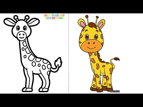 How to Draw a Girrafe for Kids (Animals for Kids) Step by Step |  DrawingTutorials101.com