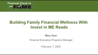 Building Family Financial Wellness with Invest in ME Reads | Financial Check-In With FAME | Feb 2025