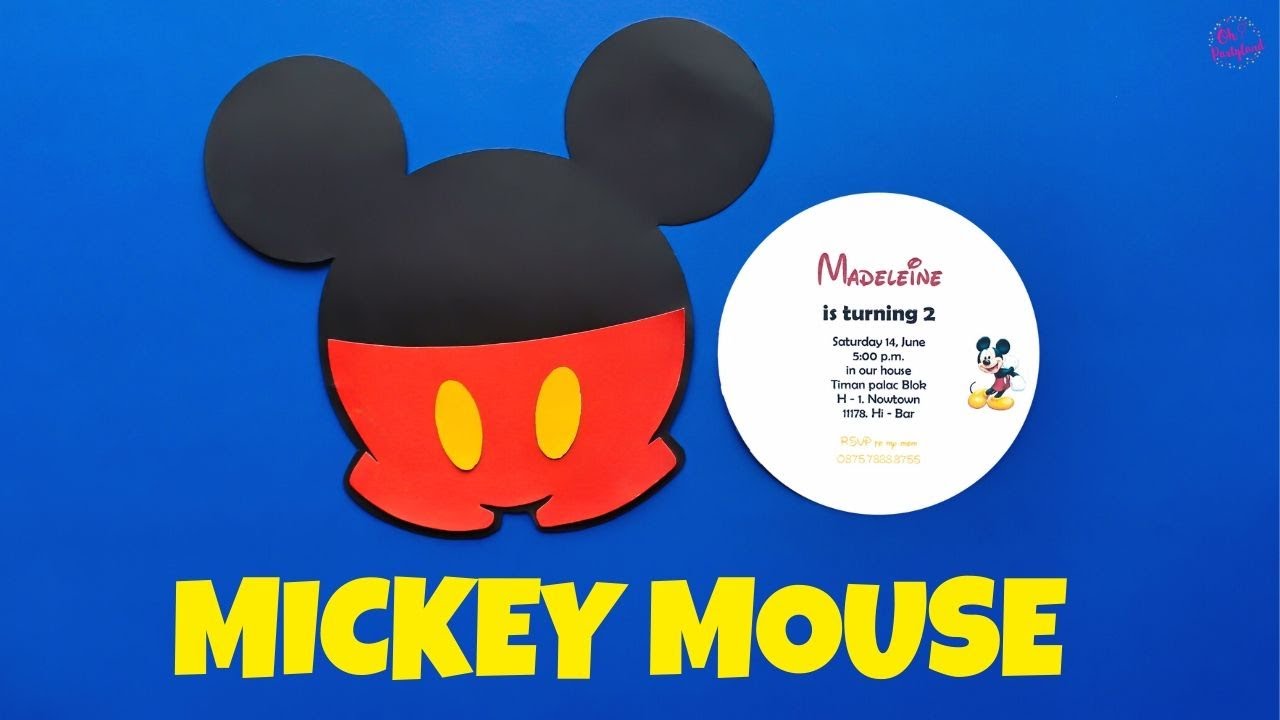 Mickey Mouse Birthday Invitation | Handmade Invitation Card | Ohpartyland! 🎊|