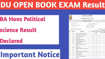 DU SOL OPEN BOOK EXAM result 2020 || BA Honours Political science Result Declared.