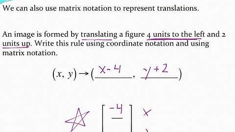 Using matrix notation to represent coordinates and translating using matrix addition