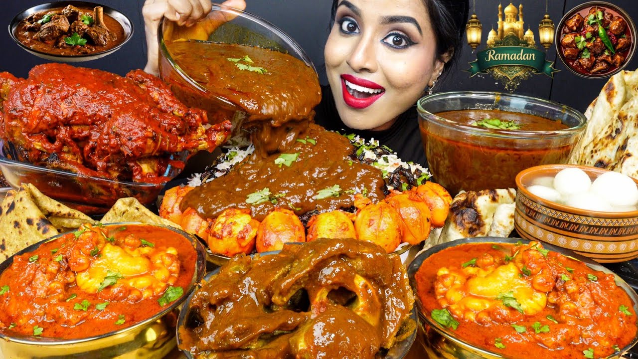 ASMR Eating Spicy Mutton Fat Curry,Kashmiri Whole Chicken Curry,Mughir Jhol,Rice ASMR Eating Mukbang