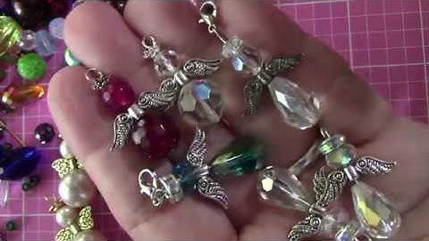 Angel beaded charm tutorial, glass bead angel charms, glass beads , crystal beads into angel charms