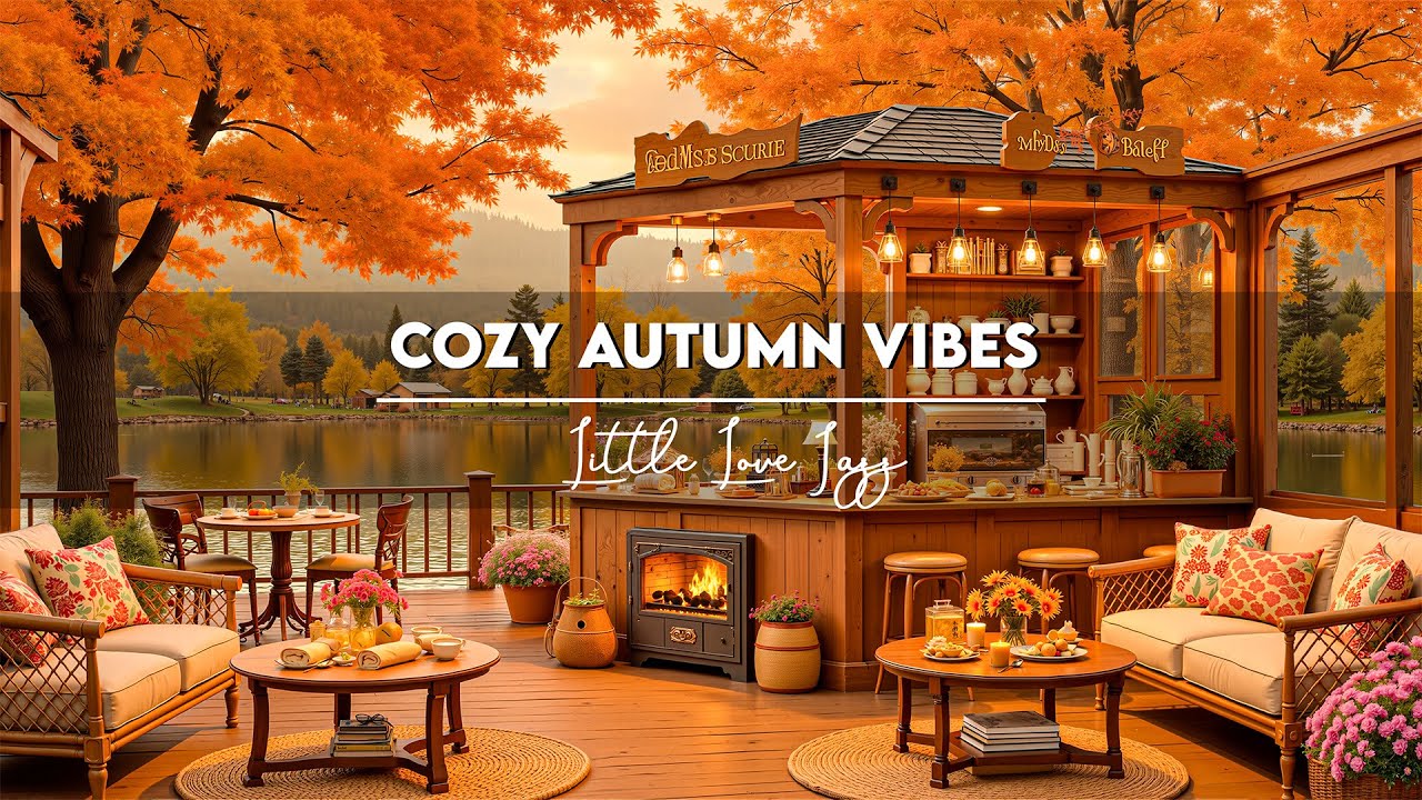 Cozy Autumn Reading Café 🍂 Soft Jazz Instrumental with Fireplace Sounds for Focus & Study