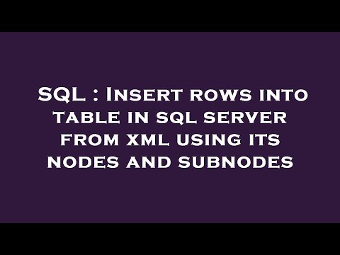SQL : Insert