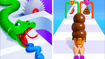 Snake Run Race vs stacky Ice Cream Runner All Levels Speedrun Gameplay walkthrough Android ios3d2025