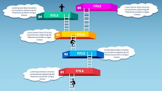 Create PowerPoint slide with 5 cloud and ladder infographic options