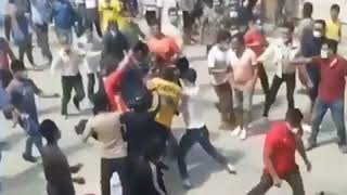 Traffic police being attacked by public in Nepal