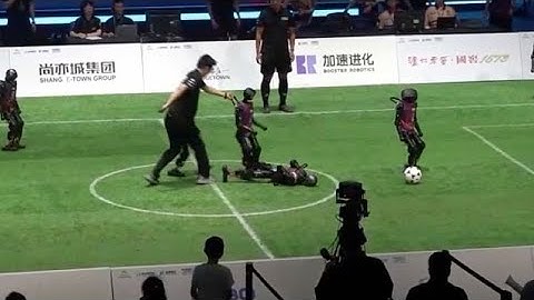 Watch: Humanoid robots stumble through AI-powered football match in Beijing