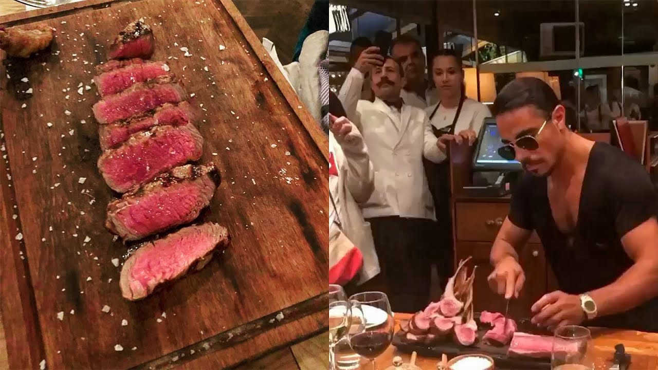 Nusret Steakhouse - Salt Bae Serving Meat For Customers