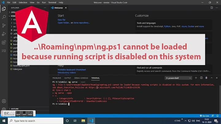 Ng Serve Angular Compile Time Error - ng.ps1 Cannot Be Loaded