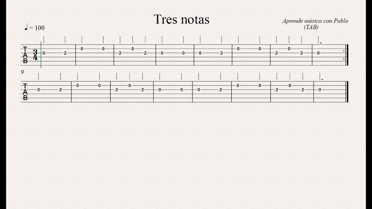 Tres Notas Tab Guitarra Tablatura Con Playback Youtube