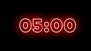 5 Minute Timer | Red Neon Countdown | No Music | Timecraft