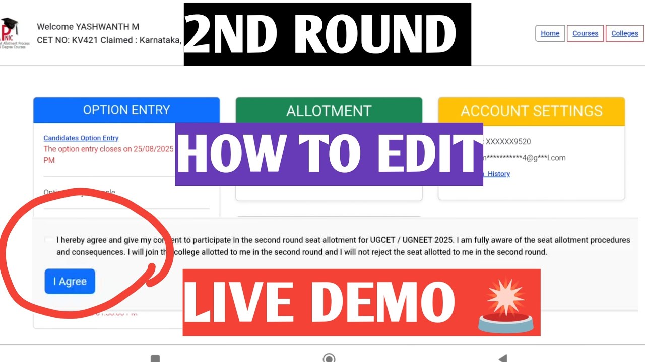 KCET AND NEET 2ND ROUND OPTION ENTRY LIVE DEMO 🚨| FOLLOW THIS EASY METHOD 🤩 