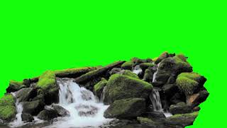 Футаж Лесная речка водопад анимация на зелёном фоне Animation green screen Forest river waterfall