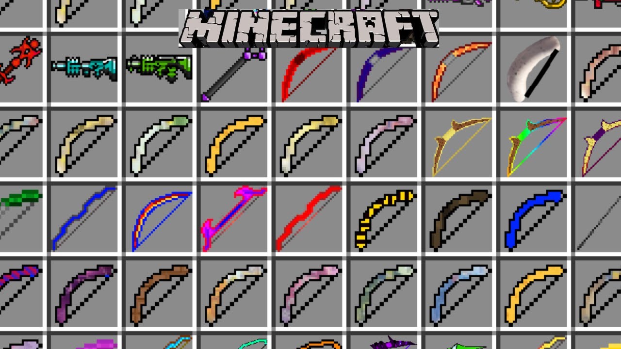 100 + bows you can get from Lucky Blocks in Minecraft (showcase) - YouTube